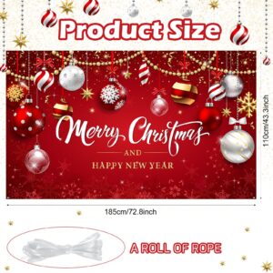 Christmas Backdrop Merry Christmas Party Decoration Christmas Photo Banner Signs Xmas Photography Background Photo Props for Winter New Year Xmas Eve Family Party Decoration Supplies (Ball)