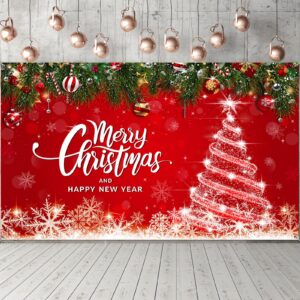 christmas backdrop merry christmas party decoration christmas photo banner signs xmas photography background photo props for winter new year xmas eve family party decoration supplies (tree)