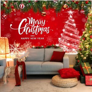 Christmas Backdrop Merry Christmas Party Decoration Christmas Photo Banner Signs Xmas Photography Background Photo Props for Winter New Year Xmas Eve Family Party Decoration Supplies (Tree)