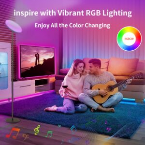 Aiwglenten LED Floor Lamp, Color Changing&24W/3000LM Sky Torchiere Floor Lamp,2700-6500K Stepless Color Temperature and Music Sync with Remote Control for Gaming Room Office Bedroom and Living Room