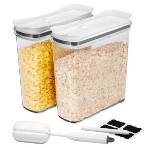 leondia 2 packs cereal containers storage, airtight food storage containers with lid, bpa-free pantry organizers and storage for cereal flour sugar rice, cereal dispenser with 4l/135.2oz