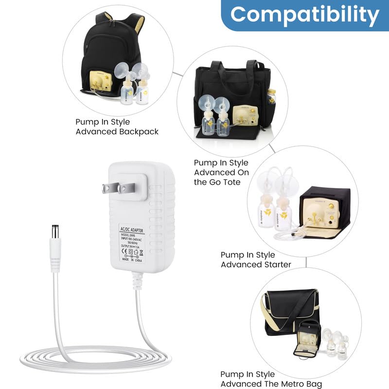 9V Power Adapter Compatible with Medela Pump in Style Advanced Breast Pump, 6ft Charger Cord