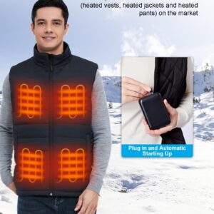 Buvizas 7.4V 16000mAh Heated Vest Battery Pack, Rechargeable Battery Pack for Heated Vest with DC and USB Output Ports, LED Display Portable Power Bank for Heated Vest,Jacket,Pants(No Ororo)