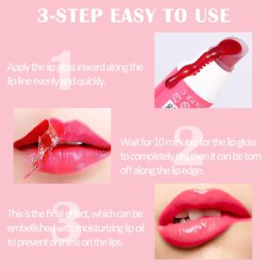 YBUETE 6 Colors Peel Off Lip Stain Lip Tint, Peel Reveal Lip Stain, Waterproof Long-Lasting Tear-off Lip Gloss, Peel Off Tattoo Lipsticks, Nonstick Cup Lip Gloss, Matte Nude Lip stain, Tattoo Magic Color Lip Set for Women Girl