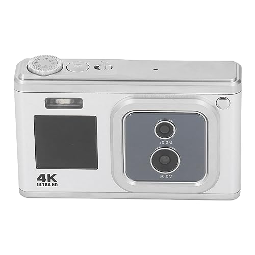 Digital Camera, Compact Digital Camera 50MP and 30MP 2 IPS Screen for Home (Silver)