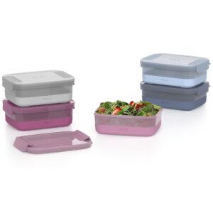 Ello 10 Pc BPA Free Plastic Meal Prep Container Set - 5 Pack with Silicone Boots, Airtight Lids, Dishwasher & Microwave Safe, Elderberry