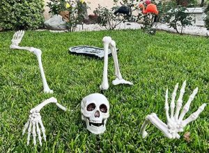 giftexpress creepy life size ground breaker skeleton for halloween yard decorations