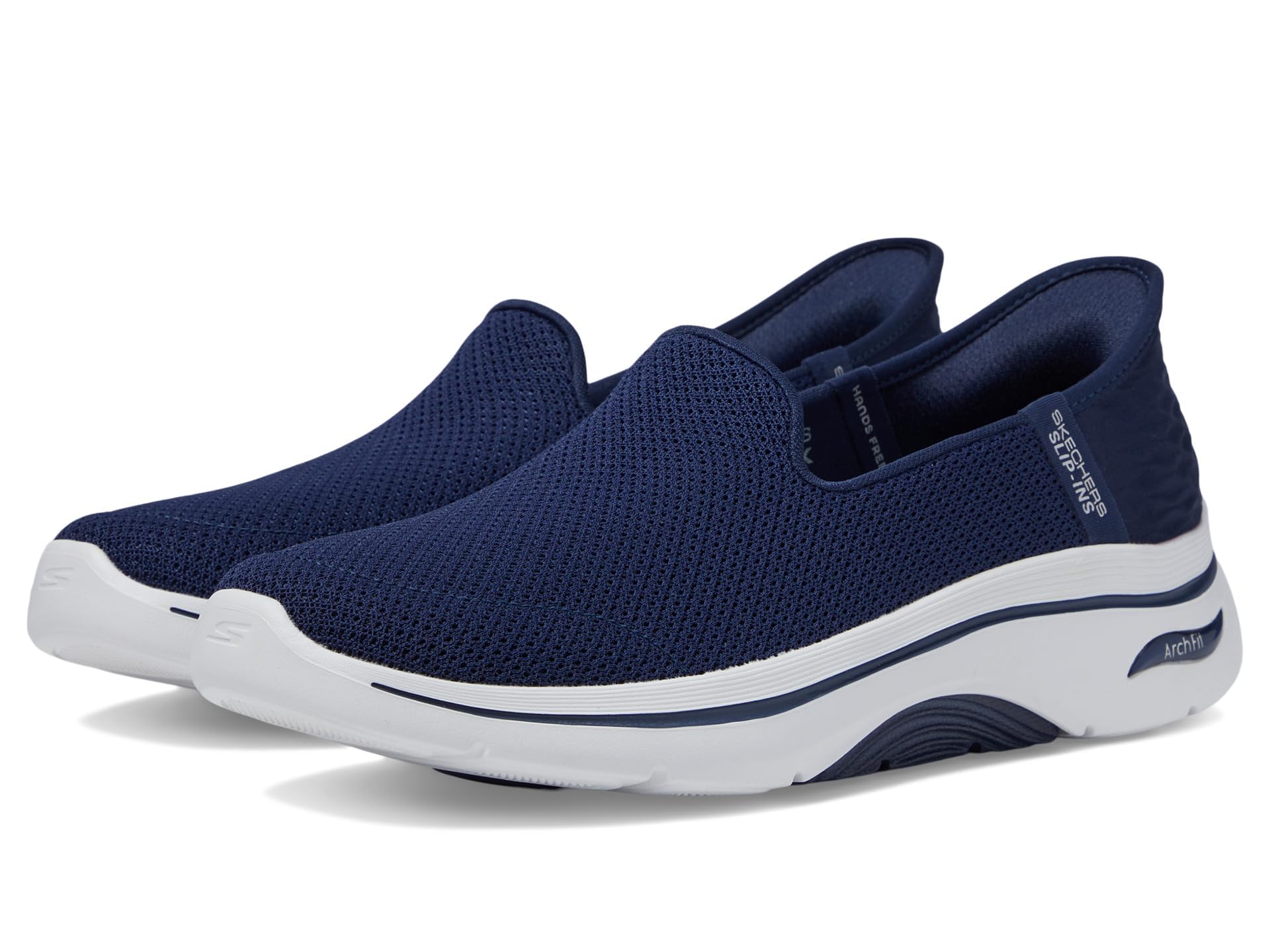 Skechers Women's Go Walk Arch Fit 2.0 Delara Hands Free Slip-Ins Sneaker, Navy/White, 9.5