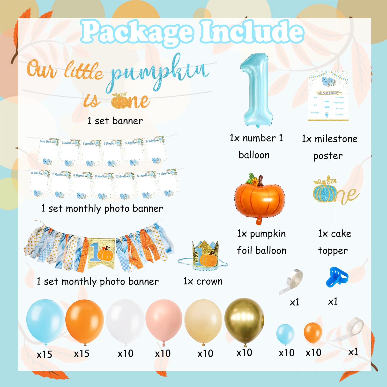 Little Pumpkin 1st Birthday Decorations, Pumpkin First Birthday Decorations for Autumn Fall 1st Birthday Party, Thanksgiving 1st Birthday, Our Little Pumpkin is Turning One Decorations