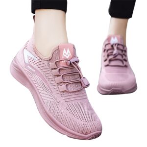 Womens Running Shoes Walking Fashion Strappy, Volleyball Shoe Canvas Mesh Knit Sneakers Low Top Simple Wedge Comfortable Casual Shoes Unisex Fashion Autumn D-Pink