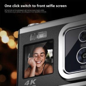 HD Flip Screen Selfie SLR Camera - 2.4 Inch Flip Screen,16Megapixels, Electronic A𝚗ti-sh𝚊ke,16 Times Digital Zoom,Built-in Microphone and Speaker for Travel/Gift (BK C22)