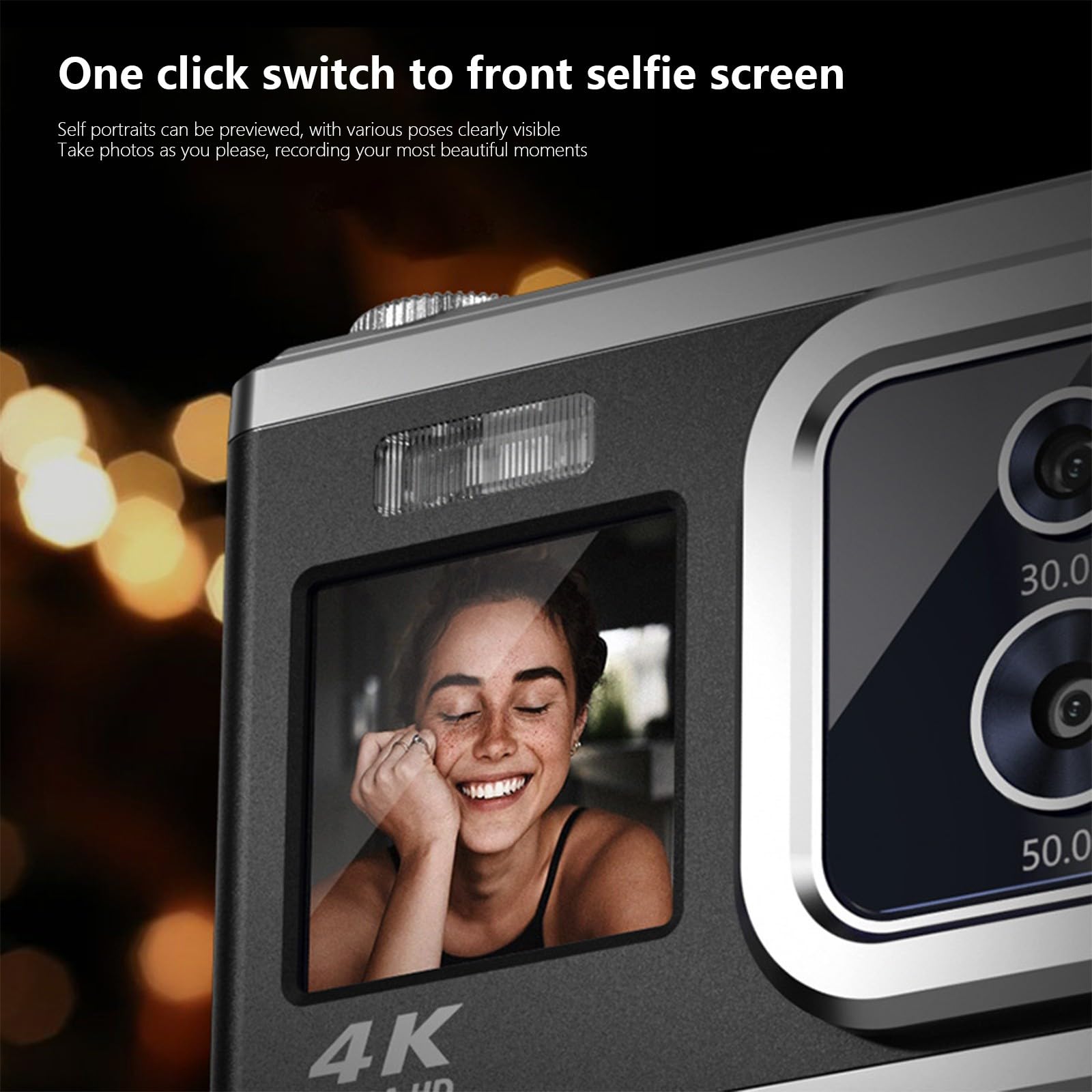 HD Flip Screen Selfie SLR Camera - 2.4 Inch Flip Screen,16Megapixels, Electronic A𝚗ti-sh𝚊ke,16 Times Digital Zoom,Built-in Microphone and Speaker for Travel/Gift (White C22)