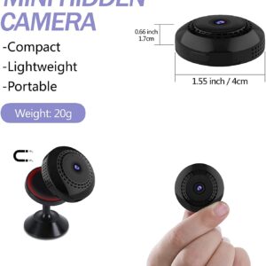 Wireless Camera Mini Hidden WiFi Spy Camera Portable Small Nanny Cam with Night Vision and Motion Detection HD 1080P Cam Surveillance Cameras for Home Security Indoor/Outdoor