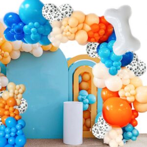 168pcs blue orange dog balloons garland kit with orange blue white nude balloons for baby shower decorations boys girls birthday party supplies