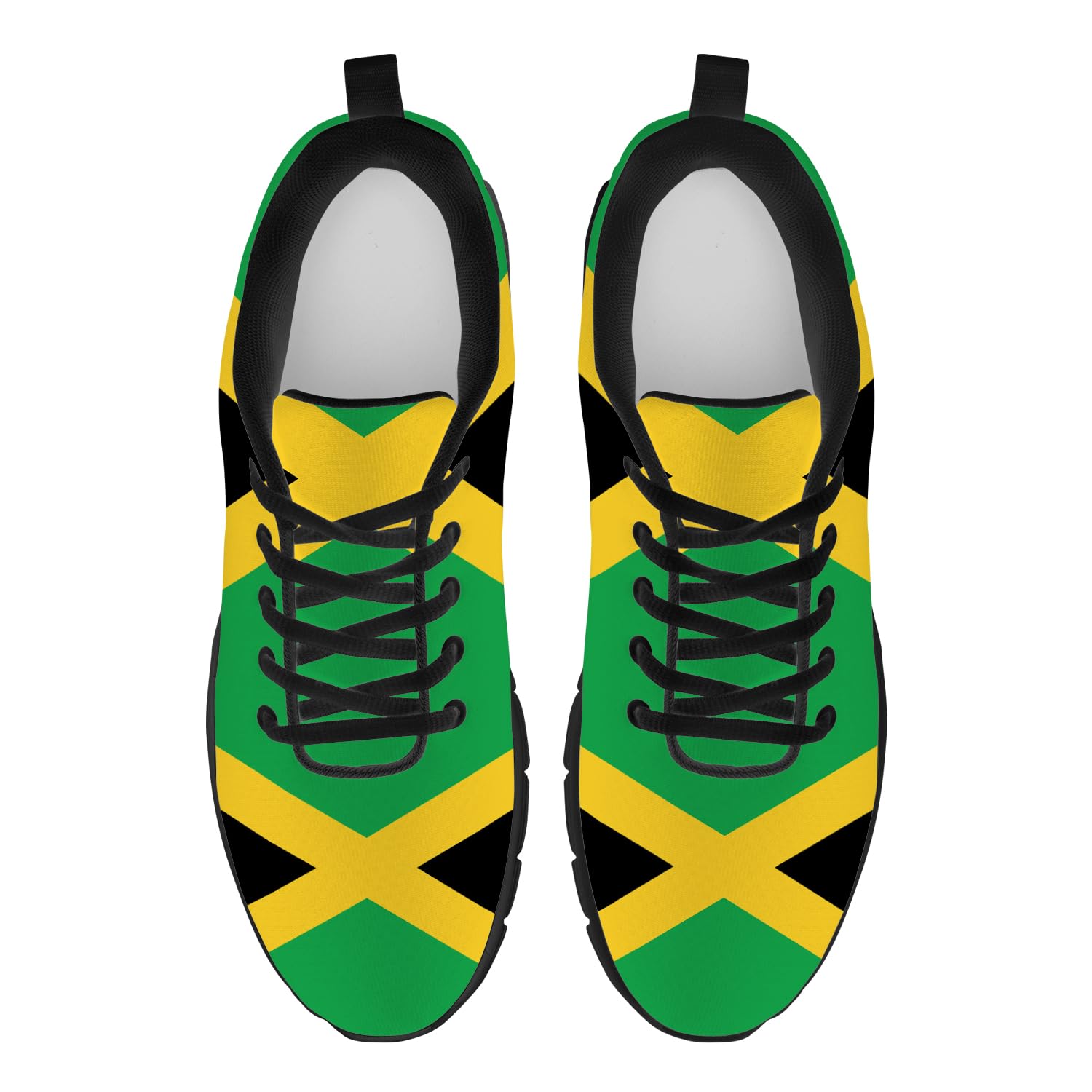 ocmogic Mens Womens Jamaican Shoes Running Walking Tennis Sneakers Jamaica Jamaican Flag Shoes Gifts for Women Men,Size 10 Men/11.5 Women Black