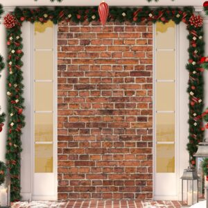 brick wall backdrop, brick wall party backdrop door curtains for halloween party, christmas, birthday gifts, outdoor and indoor photo props brick wall decoration, yellow