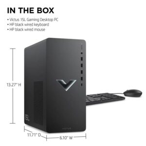 HP 2023 Victus 15L Gaming Desktop PC, AMD 6-Core Ryzen 5600G Processor (Up to 4.4 GHz), 32GB RAM, 1TB SSD, AMD Radeon RX6400, Mouse and Keyboard, Win 11 Home, Mica Silver, with HDMI Accessory