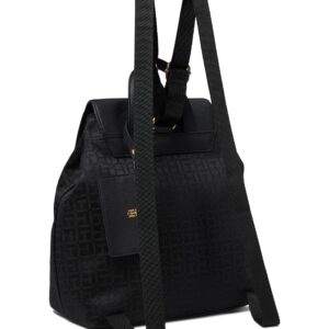 Tommy Hilfiger Ruby II Flap Backpack w/Hangoff-Square Monogram Jacquard Black Tonal One Size