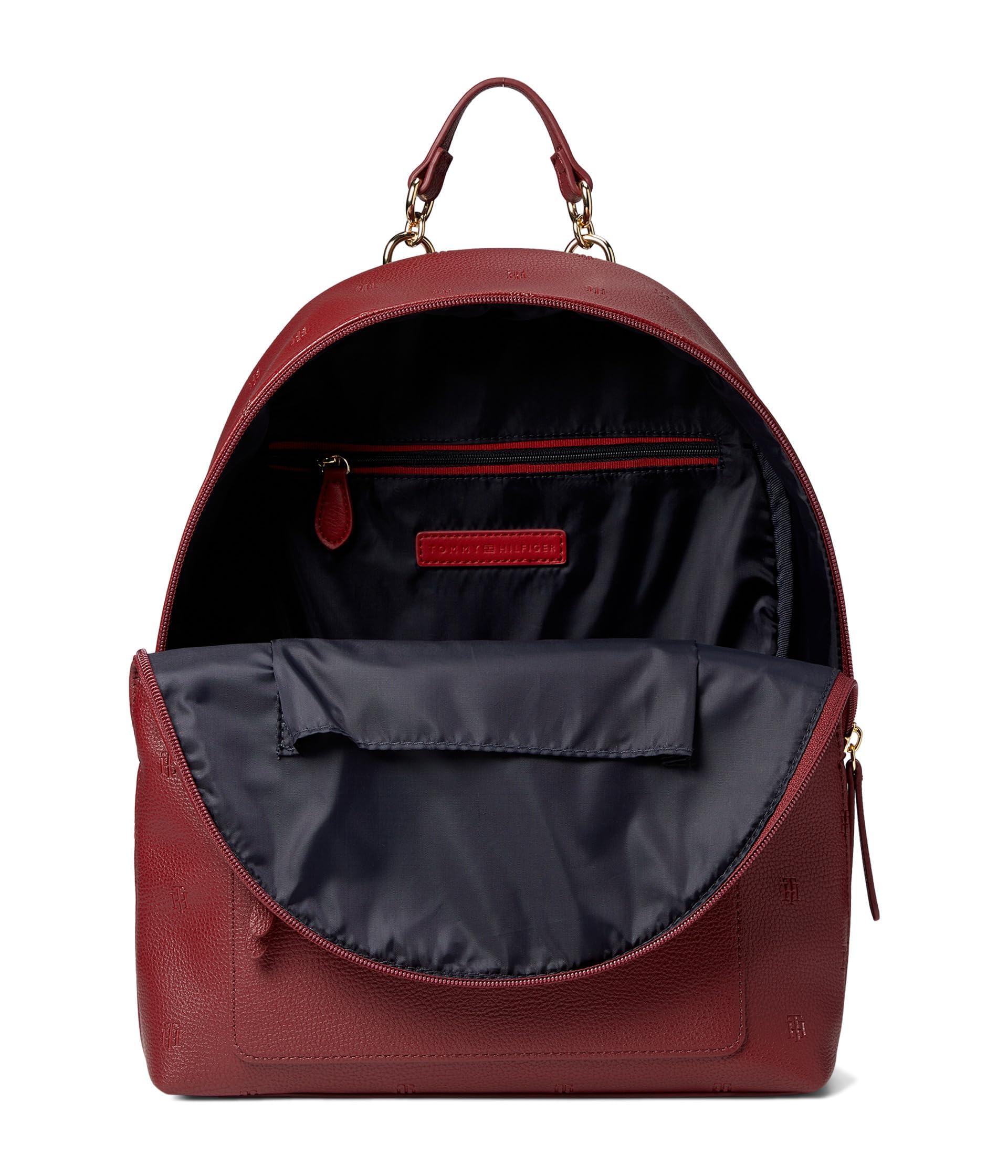 Tommy Hilfiger Amelia II Medium Dome Backpack-Embossed TH Serif Critter PVC Virginia Red One Size