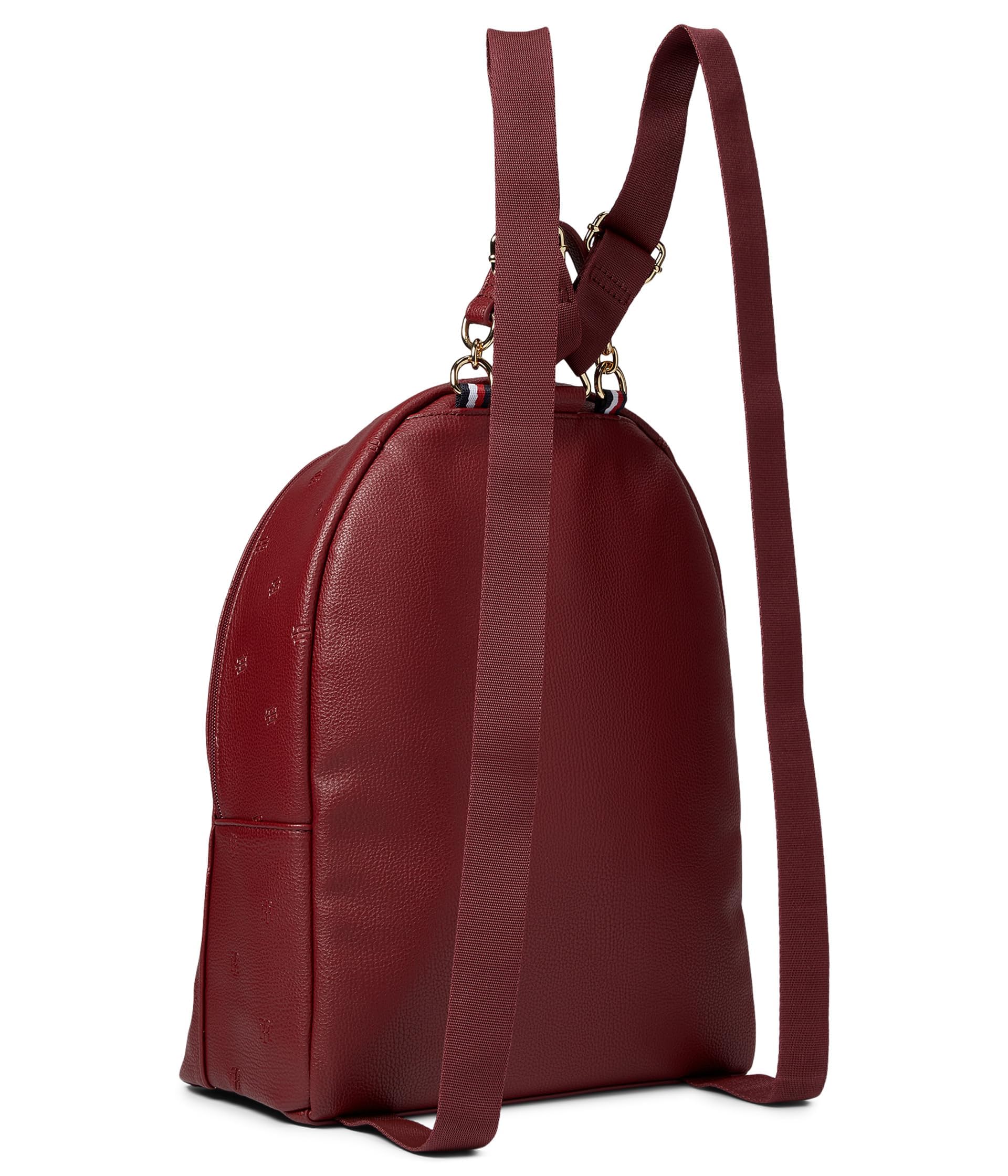 Tommy Hilfiger Amelia II Medium Dome Backpack-Embossed TH Serif Critter PVC Virginia Red One Size