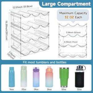 IROONN Large Compartment Water Bottle Organizer, Stackable Water Bottle Organizer for Cabinet, 4 Tier Water Bottle Holder for Kitchen Pantry, Plastic Wine Rack Tumbler Travel Cups Storage