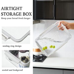 ORGIDOL 2 Packs Bread Box Airtight Bread Storage Containers Clear Bread Box for Kitchen Countertop, Stackable Bread Bin Large Bread Keeper for Homemade Bread, Muffins, Rolls, Bagel, Loaf