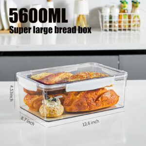 ORGIDOL 2 Packs Bread Box Airtight Bread Storage Containers Clear Bread Box for Kitchen Countertop, Stackable Bread Bin Large Bread Keeper for Homemade Bread, Muffins, Rolls, Bagel, Loaf