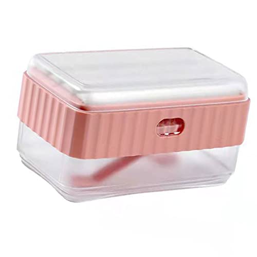 MOUMOUTEN Soap Holder, Travel Soap Case Box, Decorative Soap Case Storage Drainage Tray Dish for Bathroom(Pink)