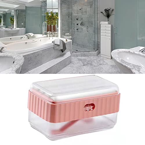 MOUMOUTEN Soap Holder, Travel Soap Case Box, Decorative Soap Case Storage Drainage Tray Dish for Bathroom(Pink)