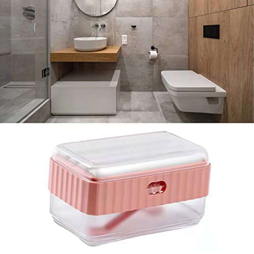 MOUMOUTEN Soap Holder, Travel Soap Case Box, Decorative Soap Case Storage Drainage Tray Dish for Bathroom(Pink)