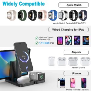 4 in 1 Wireless Charging Station for Apple Multiple Devices, Magnetic Fast Mag-Safe Multi Charger Stand for Apple Products iPhone 15 14 13 12 Series, Watch 8 7 6 5 4 3 2 1 AirPods 2 3 4 5