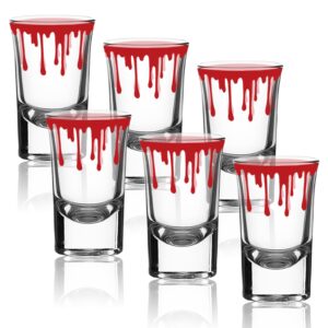 whaline 6 pack halloween shot glasses blood splattered drinking glasses 1.7oz horror bloody small glass shot cups halloween party cups for bar drinkware supplies halloween party decoration