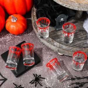 Whaline 6 Pack Halloween Shot Glasses Blood Splattered Drinking Glasses 1.7oz Horror Bloody Small Glass Shot Cups Halloween Party Cups for Bar Drinkware Supplies Halloween Party Decoration