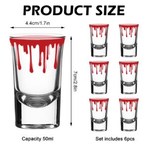 Whaline 6 Pack Halloween Shot Glasses Blood Splattered Drinking Glasses 1.7oz Horror Bloody Small Glass Shot Cups Halloween Party Cups for Bar Drinkware Supplies Halloween Party Decoration