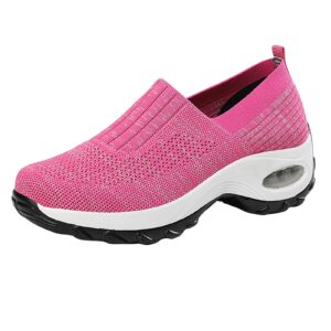 FlekmanArt Sneakers for Women Walking Women Walking Shoes Winter Womens Tennis Shoes Nurses Women Sneaker Wide Hypersoft White Women's Sneakers(6.5,4-Hot Pink)