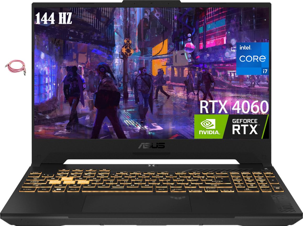 asus 2023 TUF F15 Gaming Laptop, 15.6'' FHD 144Hz FHD, NVIDIA GeForce RTX 4060, Intel Core i7-12700H, 32GB DDR4, 1TB PCIe SSD, Wi-Fi 6, Windows 11 Home, IPS-Type Display, Backlit Keyboard, Gray/OLY