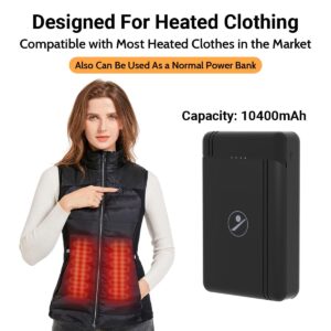 gerritfany 10400mAh 5V/2A Power Bank, Pocket Size Fast Charging Portable Charger Apply for Heated Vest, Rechargeable Battery Pack for iPhone, Samsung Galaxy and More