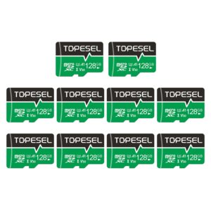 topesel 128gb micro sd card 10 pack memory cards micro sdxc uhs-i u3 a1 v30, class 10 tf card for camera/drone/dash cam(10 pack u3 128gb)