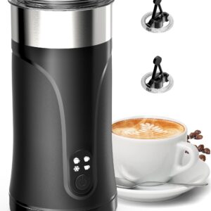 KLEAH 4 in 1 Milk Frother and Steamer, Non-Slip Design, Stainless Steel, Silent Operation Hot & Cold Milk Steamer, Auto Shut-Off Frother for Latte, Coffee, Cappuccino, Macchiato, Easy Cleaning, 240ml