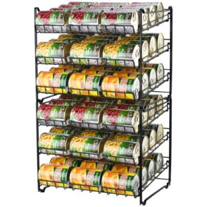 toplife 2 pack stackable can organizer rack, soda can beverage storage dispenser rack, holds up to 36 cans for pantry, refrigerator, cabinet or countertop, black - thicker version