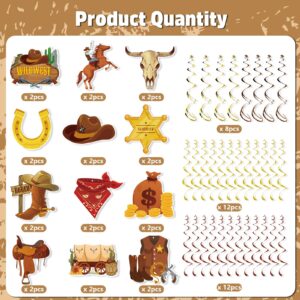 Gameza West Cowboy Party Decorations - 32PCS Western Party Decorations Hanging Swirls Wild West Cowboy Rodeo Theme Birthday Party Decorations Cowboy Baby Shower Party Decorations Supplies