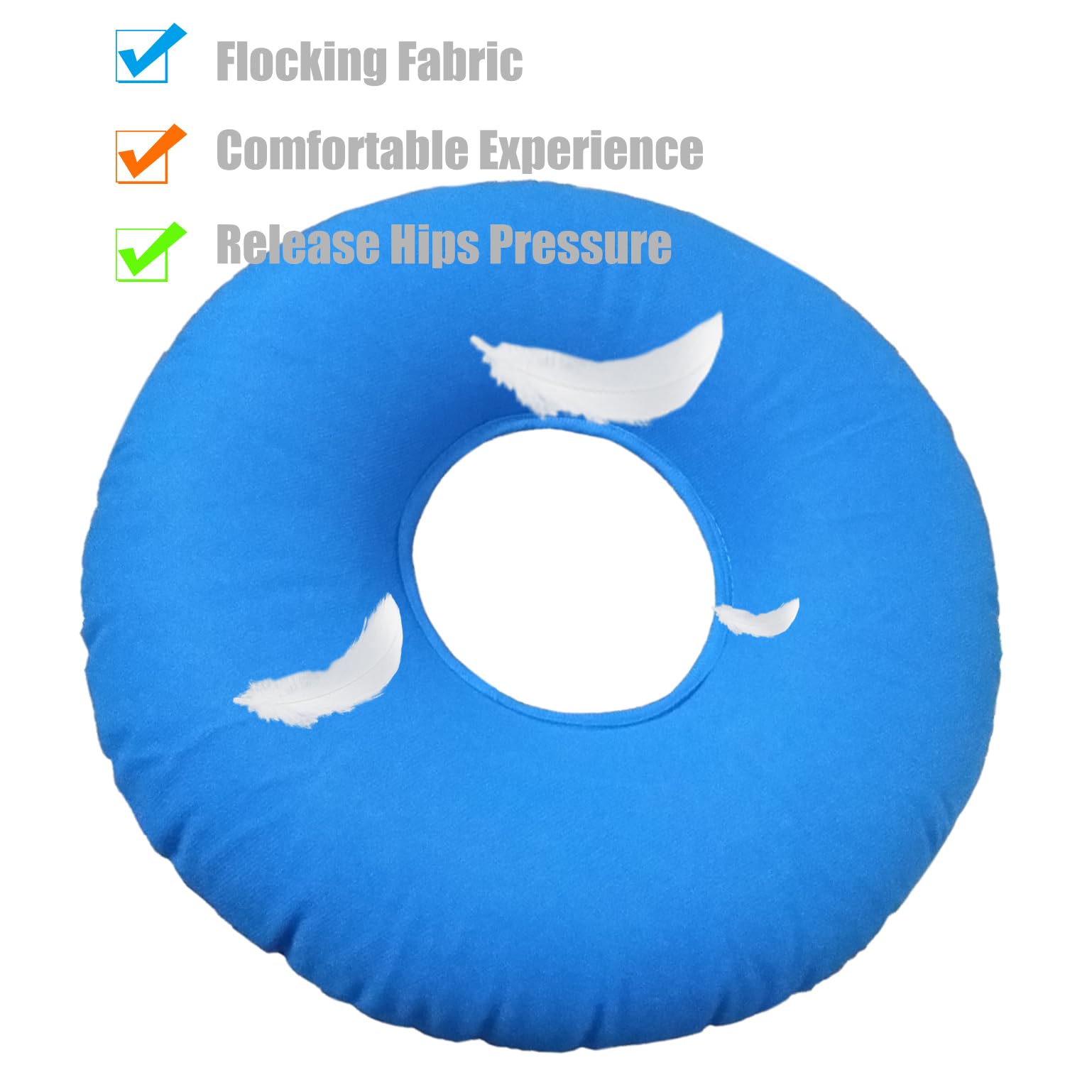 2 Pack Donut Pillow for Hemorrhoids, Inflatable Ring Donut Seat Cushion Pillow with A Pump, Hemorrhoid Seat Cushion, Round Wheelchairs Seat Cushion for Home, Car or Office Chair (15" Light Blue)