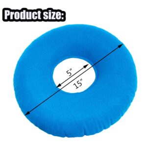 2 Pack Donut Pillow for Hemorrhoids, Inflatable Ring Donut Seat Cushion Pillow with A Pump, Hemorrhoid Seat Cushion, Round Wheelchairs Seat Cushion for Home, Car or Office Chair (15" Light Blue)