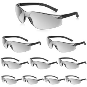 salfboy safety glasses for men women ansi z87.1 safety glasses bulk uv protective eyewear scratch-resistant 10pcs (118 10 grey)