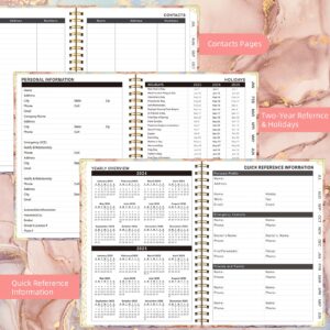 Knagsfa 2024 Monthly Planner, Jan 2024 - Dec 2024 Weekly Monthly Planner 6.5" x 8.5" with Page Tabs, Calendar Hardcover with Inner Pocket, Elastic Band, Twin-Wire Binding, Bookmark,Salmon Pink Marble