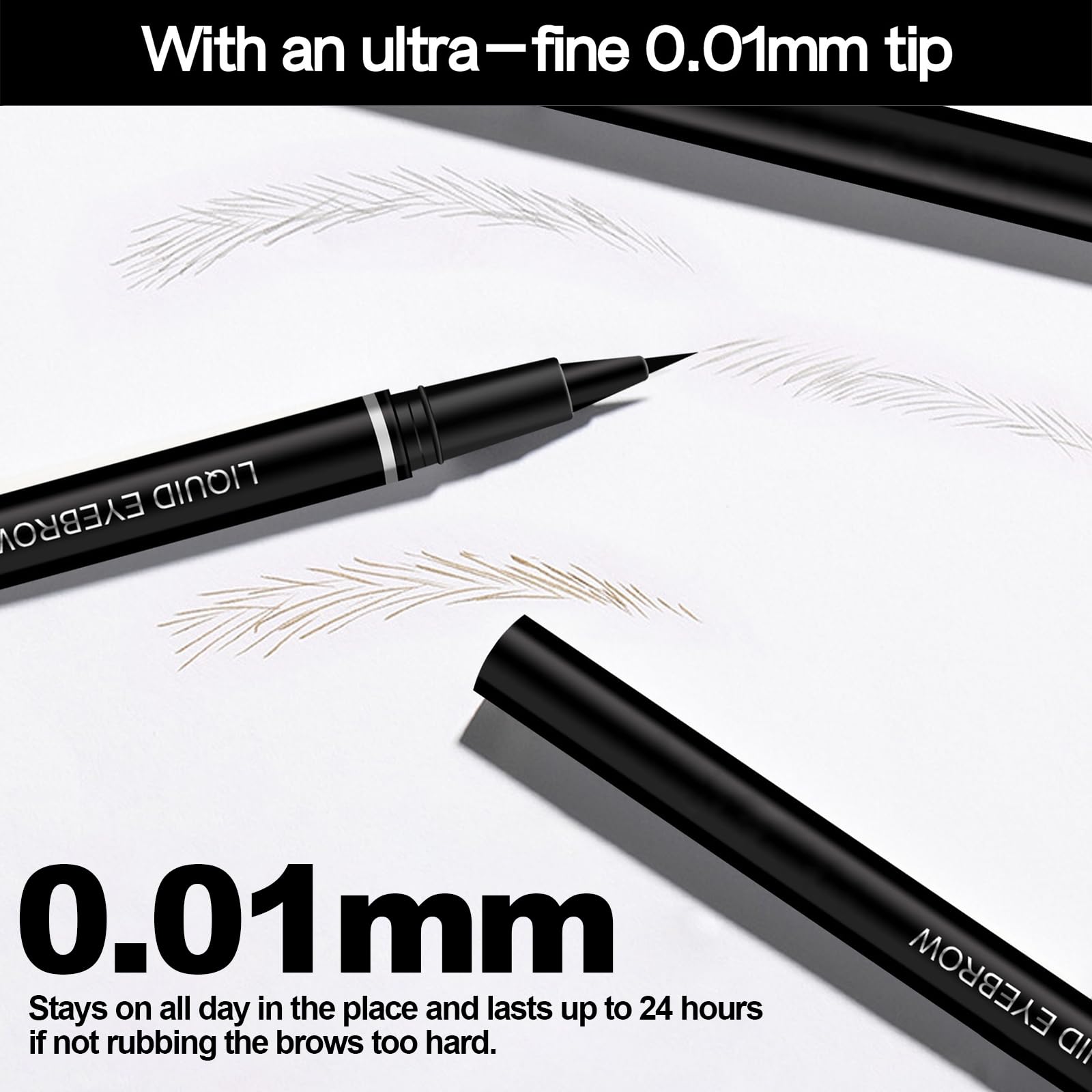 Ponhey 2Pcs Ultra-Fine Waterproof Eyeliner Liquid Eyebrow Pencil Long-Lasting Smudge-Proof Quick Drying Eye Liner