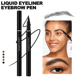 Ponhey 2Pcs Ultra-Fine Waterproof Eyeliner Liquid Eyebrow Pencil Long-Lasting Smudge-Proof Quick Drying Eye Liner