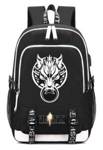 wanhongyue final fantasy game laptop backpack rucksack casual dayback with usb charging port & headphone jack /5