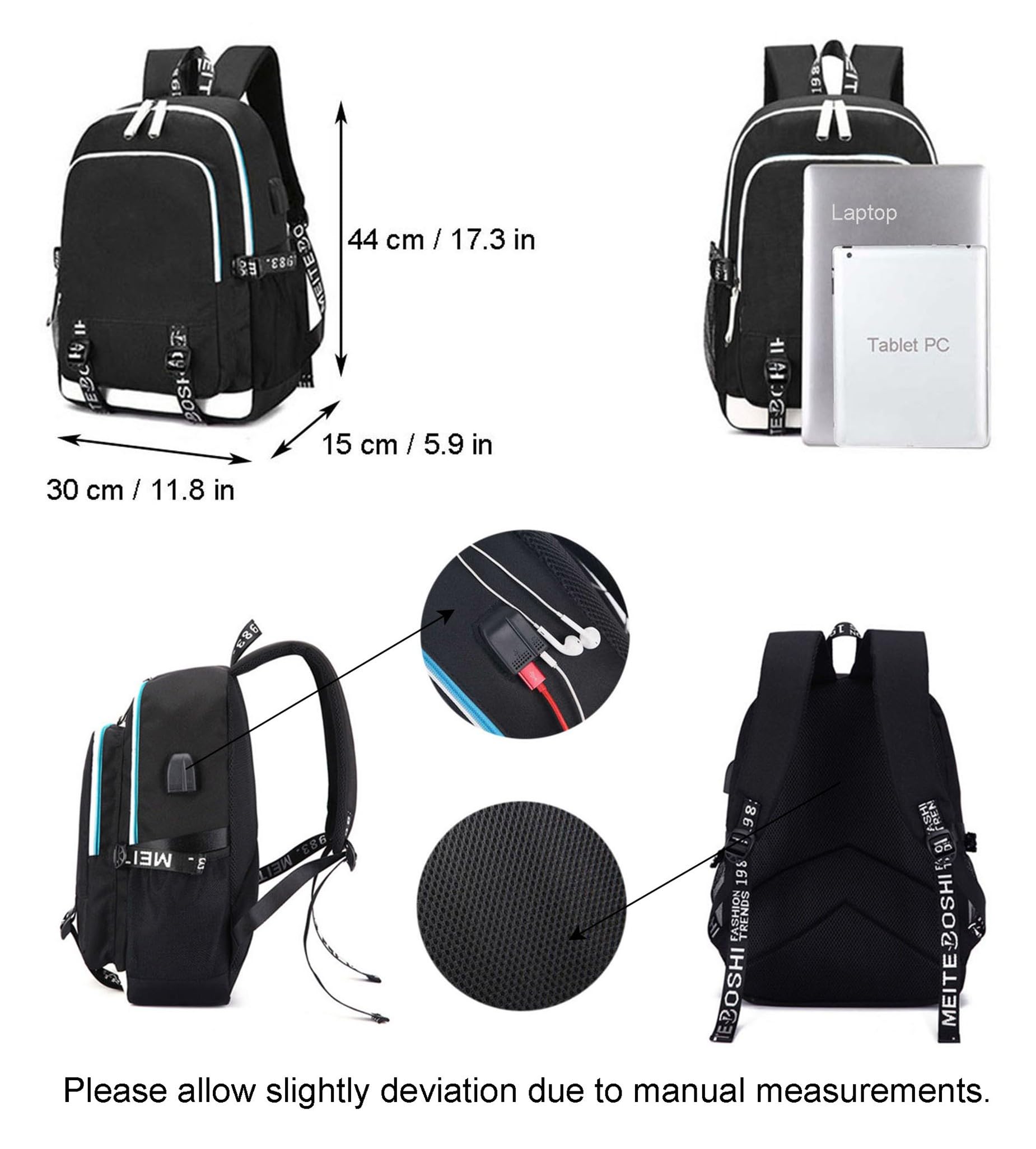 WANHONGYUE FINAL FANTASY Game Laptop Backpack Rucksack Casual Dayback with USB Charging Port & Headphone Jack /5