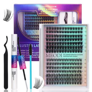 diy lash extension kit 196 pcs lash clusters with lash bond and seal and lash applicator tool for self application at home d curl individual lashes cluster eyelash extension kit 8-16mm mix